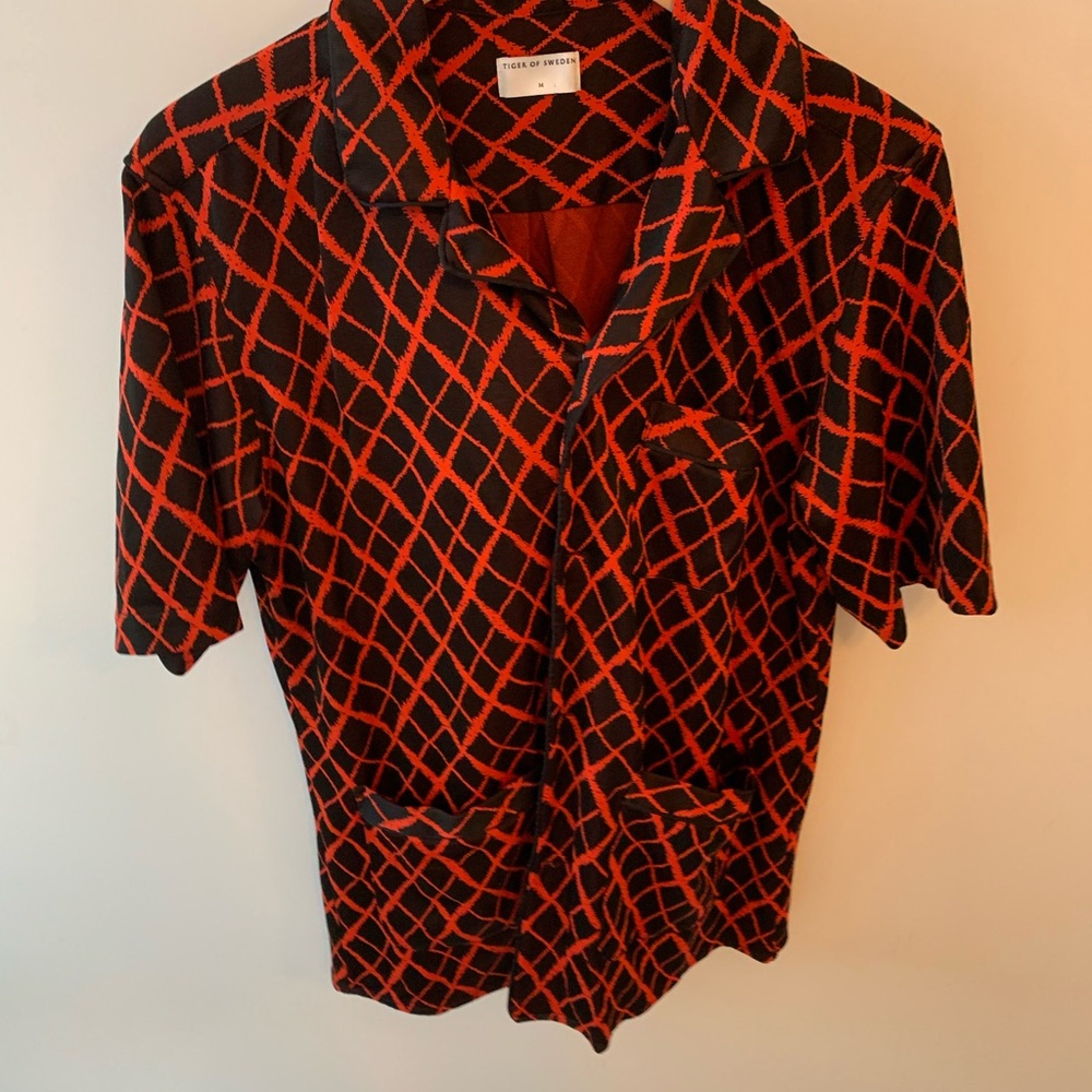 Tiger of Sweden Red & Black Patterned Short-Sleeve Shirt